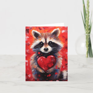 Raccoon Valentijnsdag Feestdagen Kaart