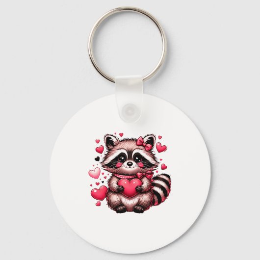 Raccoon Valentine Hearts Sleutelhanger (Voorkant)