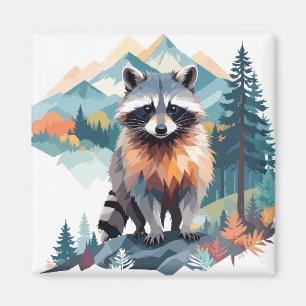 Raccoon Vector Art Animal in de majestueuze Natuur Magneet