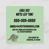 Raccoon Vierkante Visitekaartje (Achterkant)