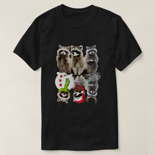 Raccoon Waterfall Reflection Kerstmis Pajama T-shirt (Design voorkant)
