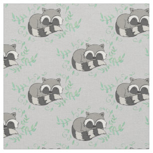 Raccoon Waterverf Baby Room Decor Woodland Animal Stof