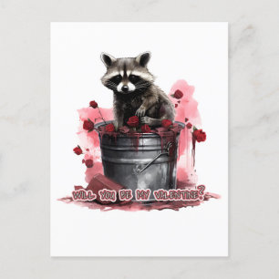 Raccoon Wil je mijn Valentijn zijn? Briefkaart