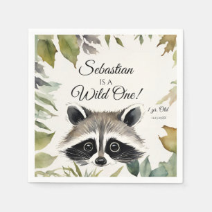 Raccoon Wild One Woodland Animal Verjaardagsfeestj Servet