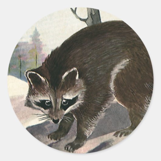 Raccoon, wilddierenbos Ronde Sticker (Voorkant)