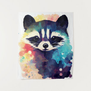 Raccoon Wilde Natuur Dierlijke Kleur Kunst Schilde Wandkleed