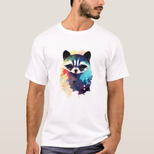 Raccoon wilde Natuur dierlijke kleuren verf T-shirt