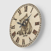 Raccoon Wooden Wall Clock Grote Klok (Hoek)
