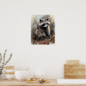 Raccoon Woodland Animal Art Imprimer Poster (Cuisine)