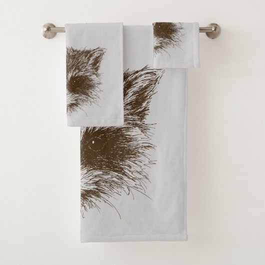 Raccoon Woodland Creature Animal Drawing Bad Handdoek (Insitu)
