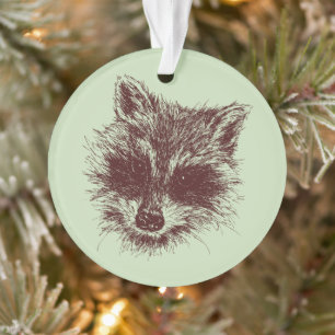 Raccoon Woodland Creature Drawing Personalized Ornament