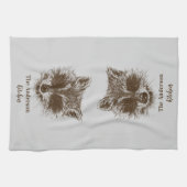 Raccoon Woodland Creature Drawing Personalized Theedoek (Horizontaal)