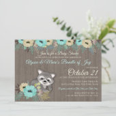 Raccoon Woodland Floral Baby shower Kaart (Staand voorkant)