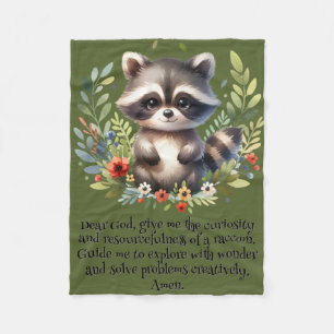 Raccoon Woodland Kinder Christelijke Gebed op Groe Fleece Deken