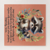 Raccoon Woodland Kinder Christelijke Gebed op Roze Legpuzzel (Horizontaal)
