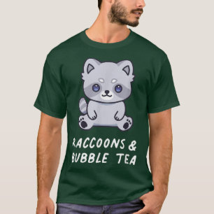 Raccoons & Bubble Tea Cute Kawaii Lover Aesthetics T-shirt