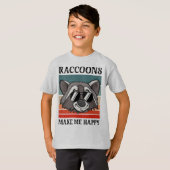 Raccoons maken me blij met een  terugloop t-shirt (Voorkant volledig)
