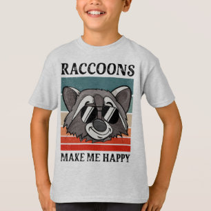 Raccoons maken me blij met een terugloop t-shirt