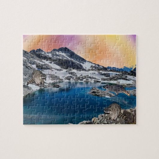 Raccoons Profitant du Jour Jigsaw Puzzle (Horizontal)