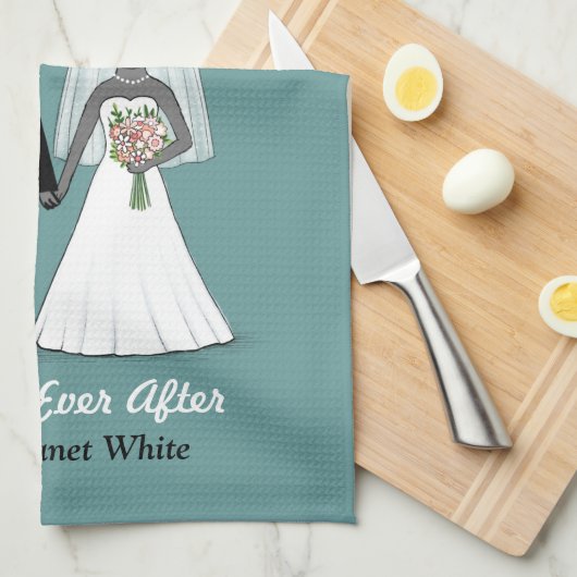 Raccoons Weddenschap en bruid met aangepaste tekst Theedoek (Quarter Fold)