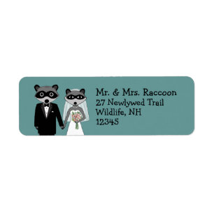Raccoons Wedding Couple - Cute Bride and Groom Etiket