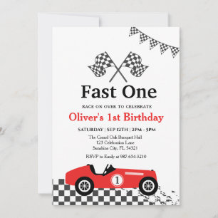 Race Auto 1e verjaardag, Jongen Verjaardagsfeest Kaart