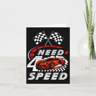 Race Auto 4e Verjaardag Jongen Heeft Vier Snelheid Kaart