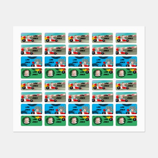 Race auto aangepaste foto labels (Vel)