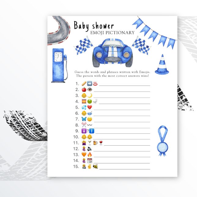 Race auto baby shower - baby emoji pictionary spel (Creator heeft geüpload)