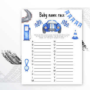 Race auto baby shower - Baby naam race spel