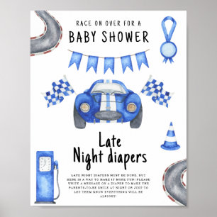 Race auto baby shower Late Night luiers Poster
