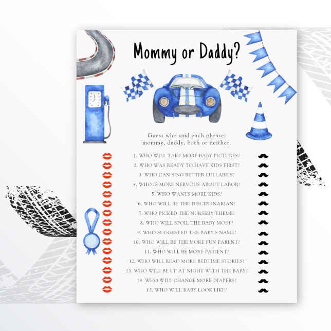 Race auto baby shower - mama of papa spel (Creator heeft geüpload)