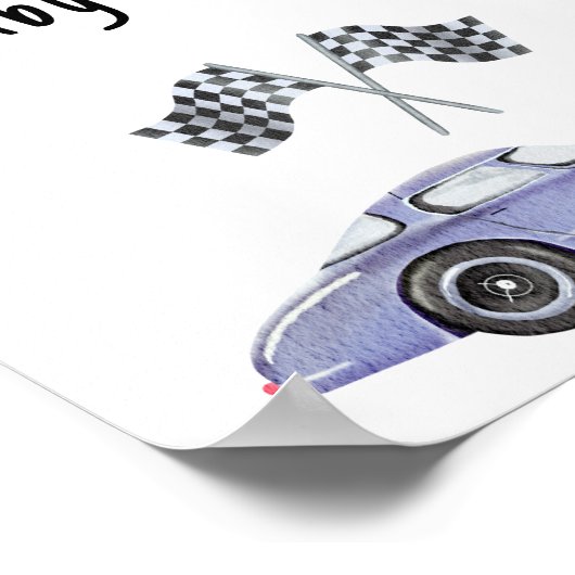 Race auto baby shower Naam dat baby voedsel Poster (Hoek)
