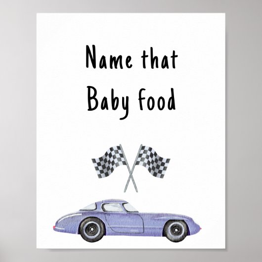 Race auto baby shower Naam dat baby voedsel Poster (Voorkant)