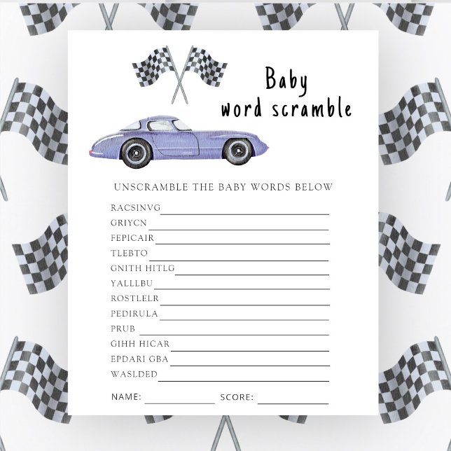 Race auto - Baby Word Scramble Game (Creator heeft geüpload)