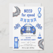 Race Auto Behoefte aan snelheid 4e verjaardagsfees Kaart (Voorkant)