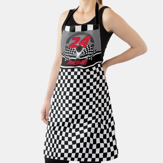 Race auto Checkerboard Nummer Ontwerp Schort (Insitu)