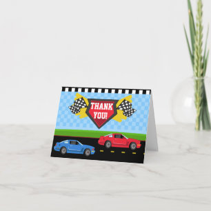 Race auto dank u kaart gevouwen notitie Kaart