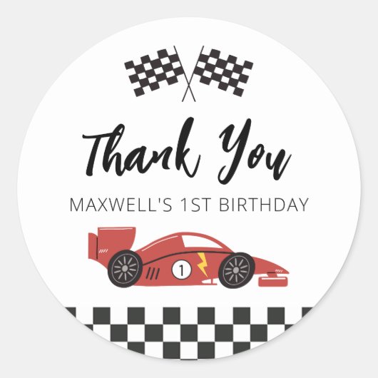 Race auto dank u Sticker (Voorkant)