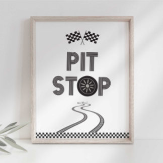Race Auto Feestje Pitstop Bord Foto Afdruk