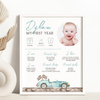 Race Auto Foto Mijlpaal Teken Poster