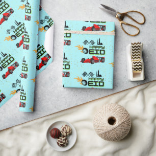 Race auto gelukkig eid mubarak cadeau cadeaupapier