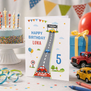 Race Auto Kids Racingbaan Gefeliciteerd Verjaardag Kaart