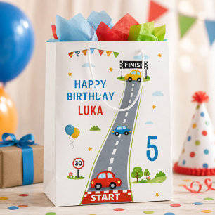 Race Auto Kids Racingbaan Gefeliciteerd Verjaardag Medium Cadeauzakje