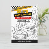 Race Auto Kleuren Verjaardagsfeest Kaart (Staand voorkant)