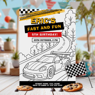 Race Auto Kleuren Verjaardagsfeest Kaart