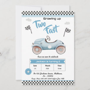 Race Auto thema blauwe vintage Twee snel 2de verja Kaart