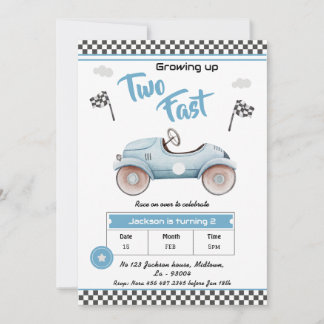 Race Auto thema blauwe vintage Twee snel 2de verja Kaart