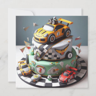 RACE AUTO THEMA KINDER VERJAARDAGSTAART KAART