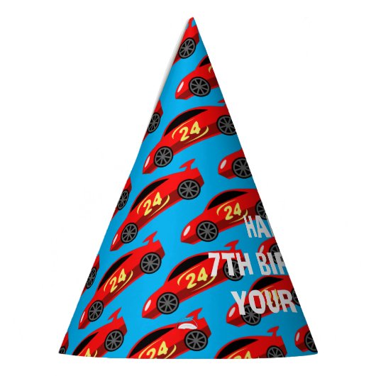 Race auto thema kinderen Verjaardagsfeestje papier Feesthoedjes (Links)